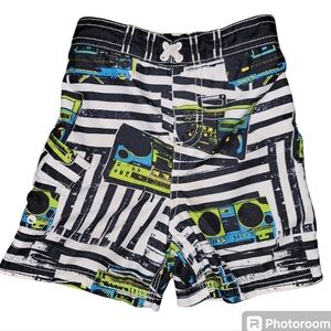 Joe Boxer Multicolored BoomBox Music Print Toddler Swim Trunks Size 2T Lined
